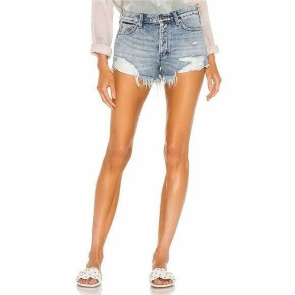 We The Free People Micro Denim Jean Cutoff SHORTS LOVING GOOD VIBRATIONS
